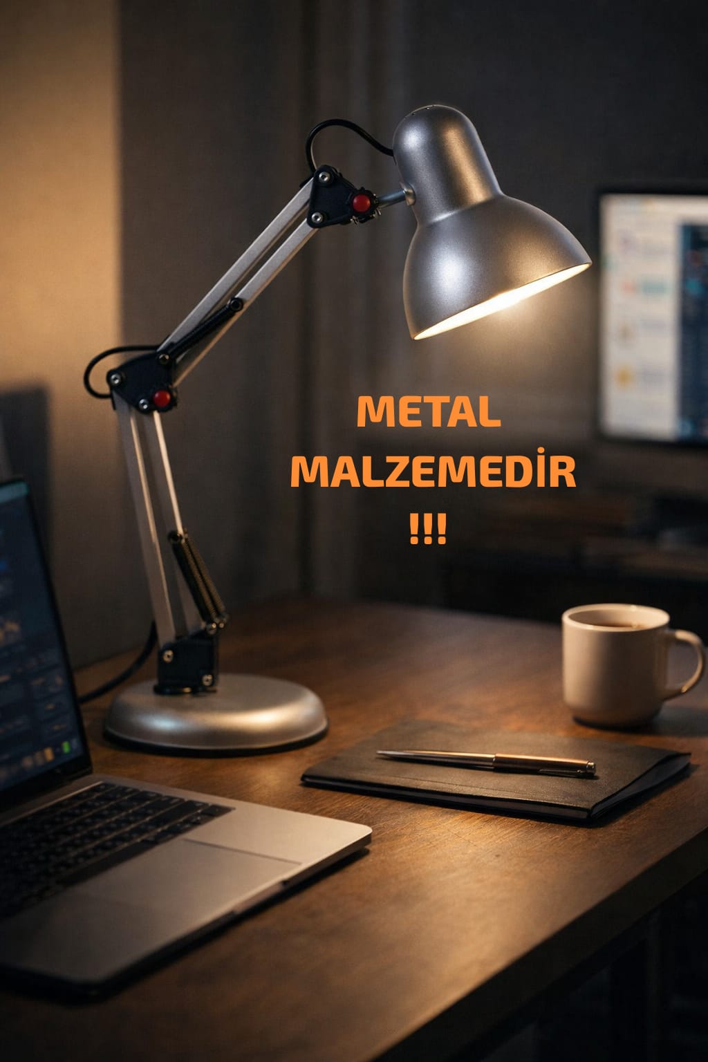 2810 Dekoratif Hareketli Gri Metal Modern Çalışma Masa Lambası Iç Mekan