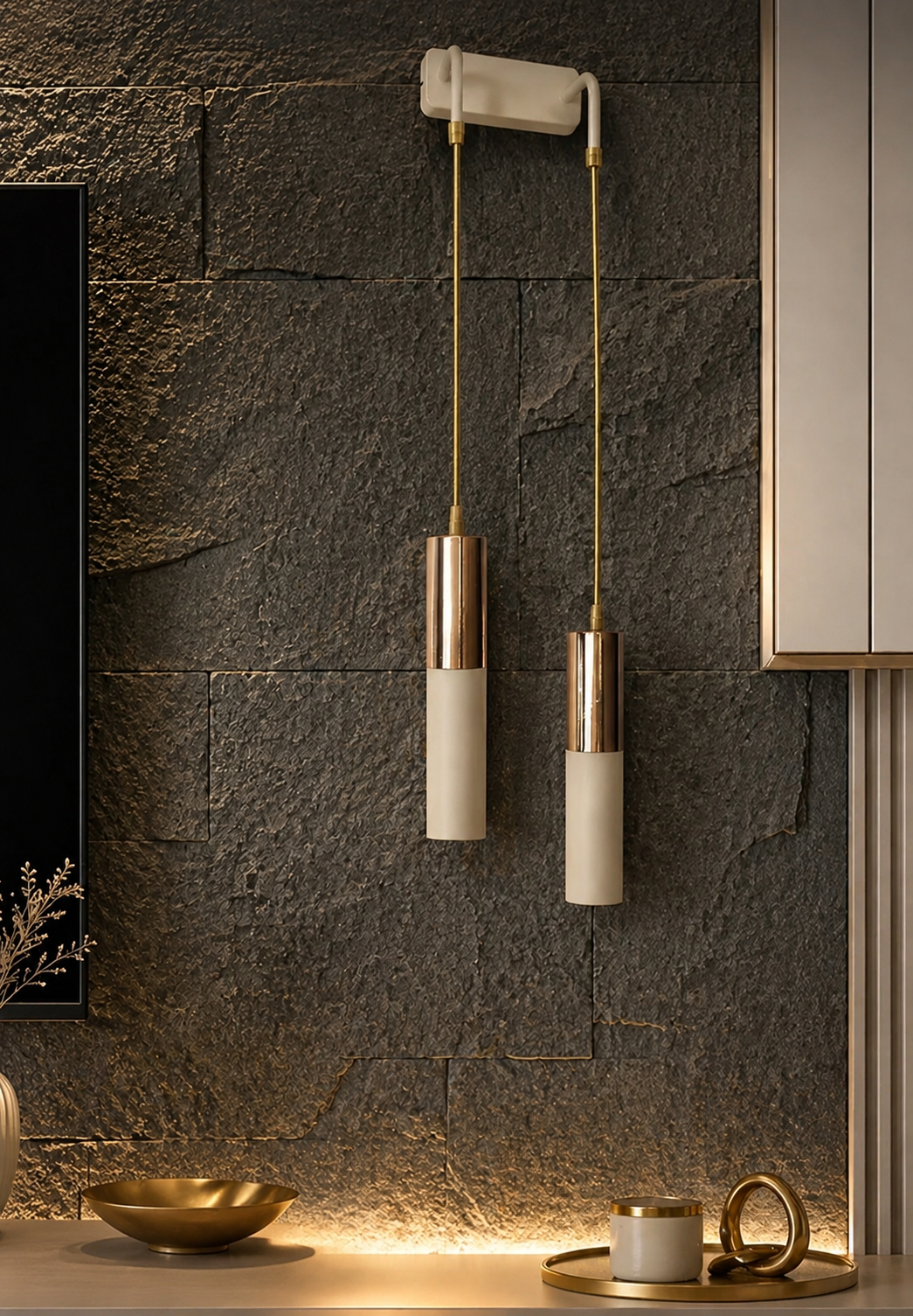 Arya 2'li Dekoratif Krem & Gold Kaplama Modern Duvar Aplik (GÜN IŞIĞI LED AMPULLER DAHİLDİR...)