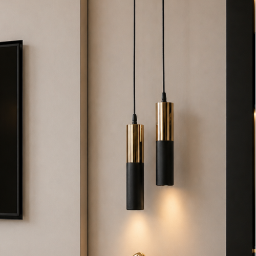 Arya 2'li Dekoratif  Siyah & Gold Kaplama Modern Duvar Aplik (GÜN IŞIĞI LED AMPULLER DAHİLDİR...)