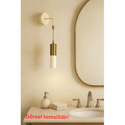 Arya Tekli Dekoratif Krem & Eskitme Kaplama Modern Duvar Aplik (GÜNIŞIĞI LED AMPUL DAHİLDİR!!!)