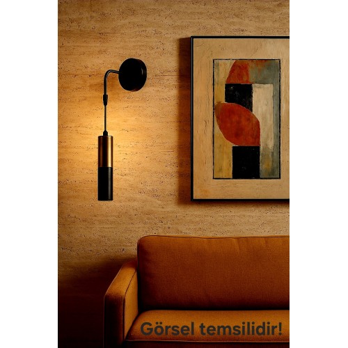 Arya Tekli Dekoratif Siyah & Eskitme Kaplama Modern Duvar Aplik (GÜNIŞIĞI LED AMPUL DAHİLDİR!!!)