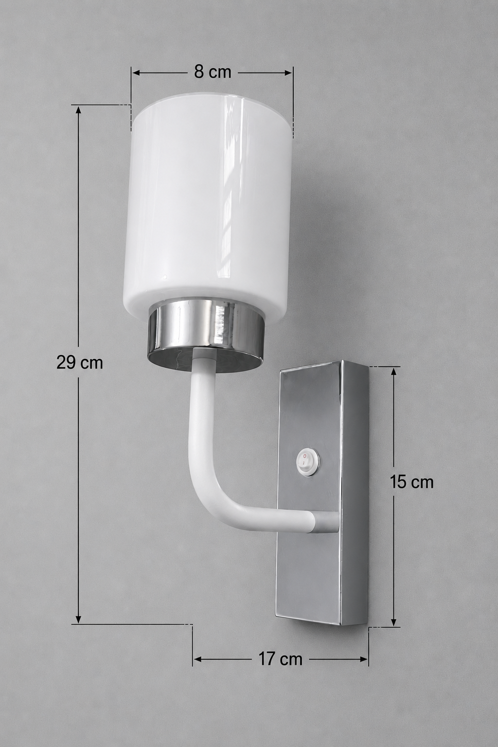 Beta Dekoratif Anahtarlı Beyaz & Krom Metal Modern Duvar Aplik (GÜNIŞIĞI LED AMPUL DAHİLDİR!!!)