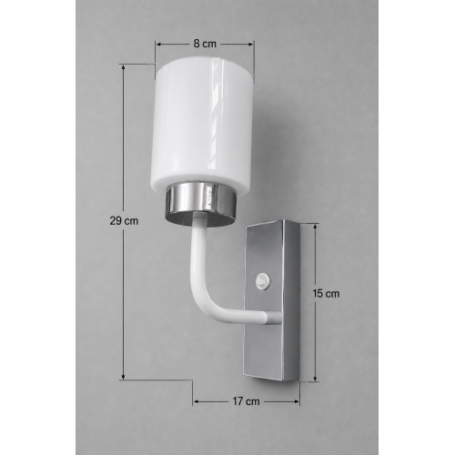 Beta Dekoratif Anahtarlı Beyaz & Krom Metal Modern Duvar Aplik (GÜNIŞIĞI LED AMPUL DAHİLDİR!!!)