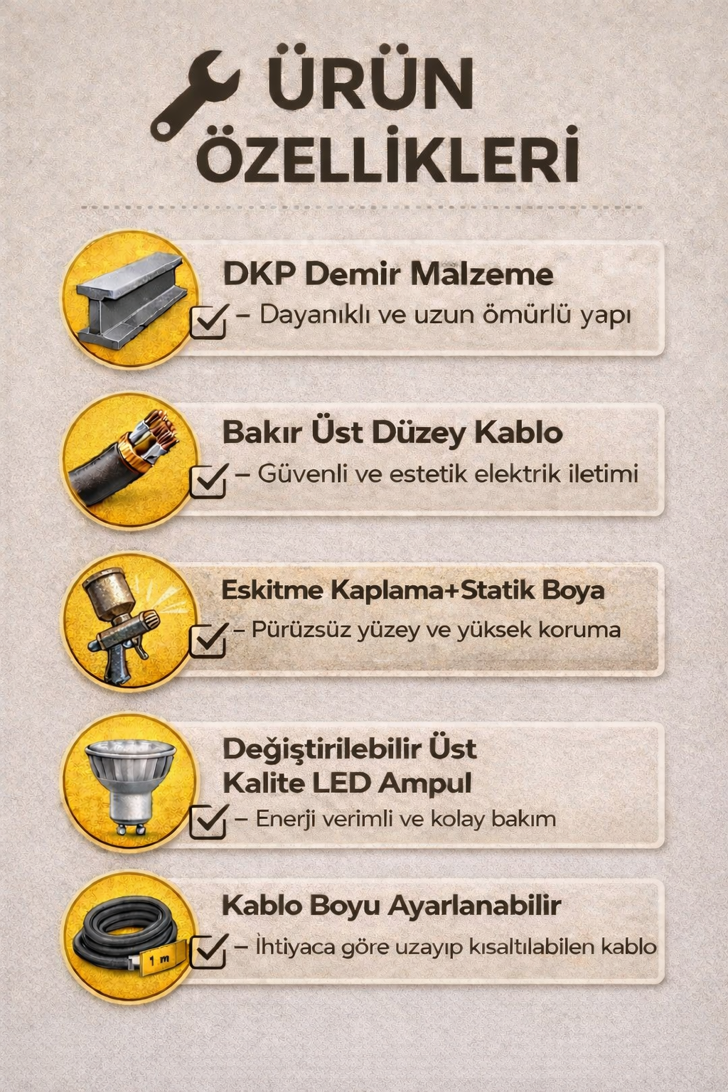 Arya Dekoratif 2'li Metal Tavan Sarkıt Eskitme Kaplama&Krem Modern Avize (Gün ışığı led ampuller dahildir.)