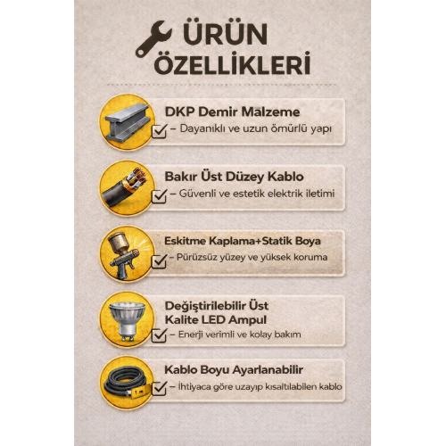 Arya 10'lu Dekoratif Galeri Boşluğu Siyah & Eskitme Yuvarlak Tavan Sarkıt Avize (GÜNIŞIĞI LED AMPULLER DAHİLDİR...)