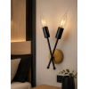 Cruz Dekoratif Siyah & Ahşap Desen Metal Modern Duvar Aplik Iç Mekan (RUSTİK LED AMPULLER DAHİLDİR!!!)