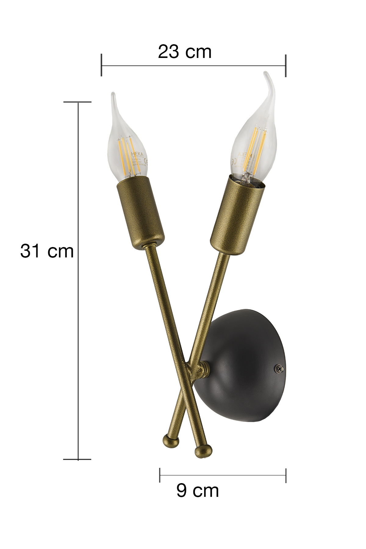 Cruz Dekoratif Eskitme & Siyah Metal Modern Duvar Aplik Iç Mekan (RUSTİK LED AMPULLER DAHİLDİR!!!)