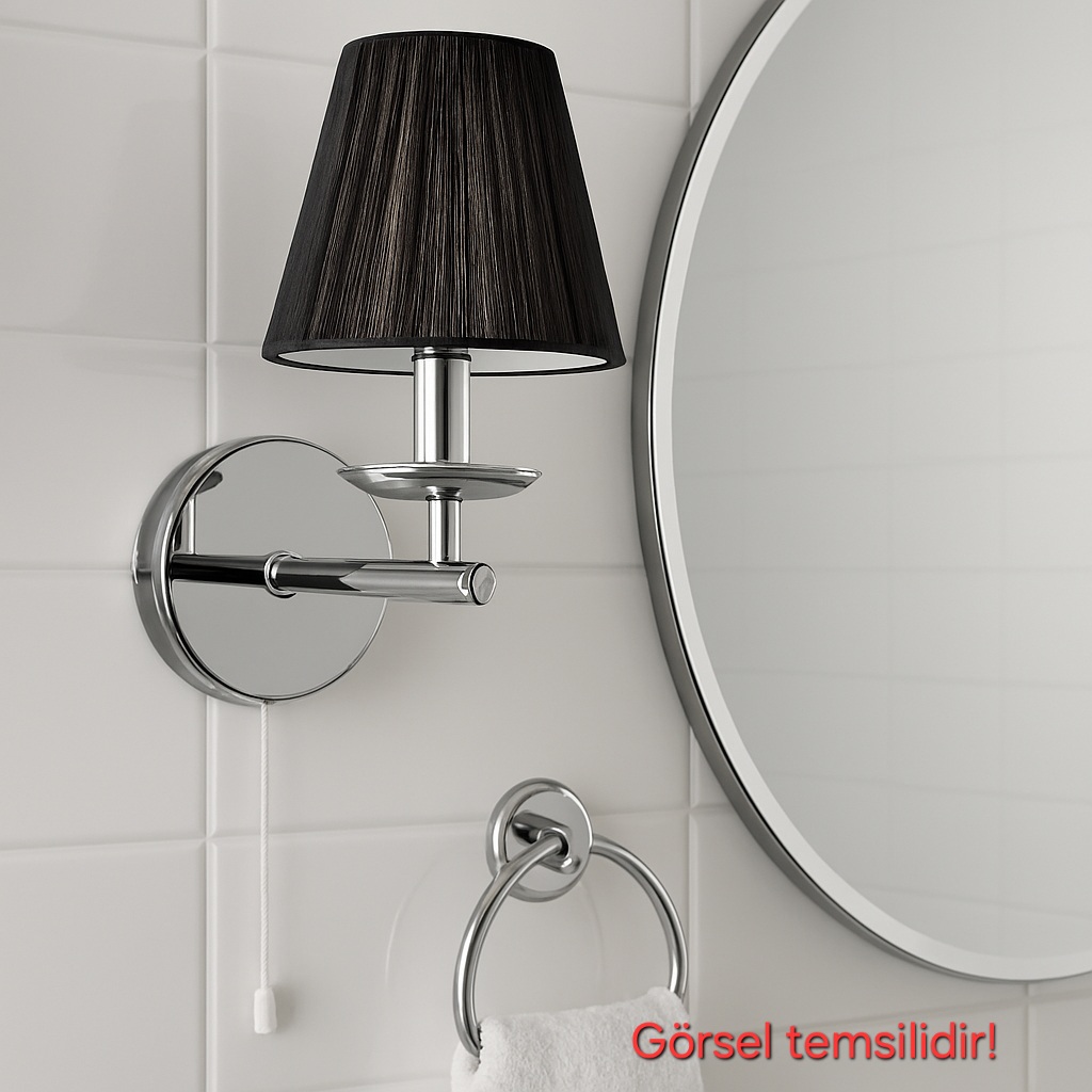 Esila Dekoratif Şapkalı Duvar Aplik Krom (İpli Anahtarlı) Modern İç Mekan