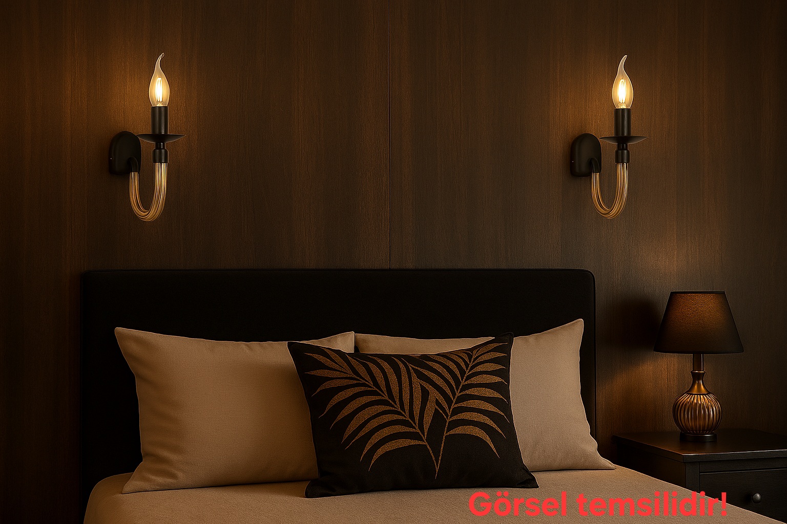 Gina Dekoratif Bal Renk Boru Camlı Siyah Duvar Aplik Modern Iç Mekan (Rustik led ampul dahildir)