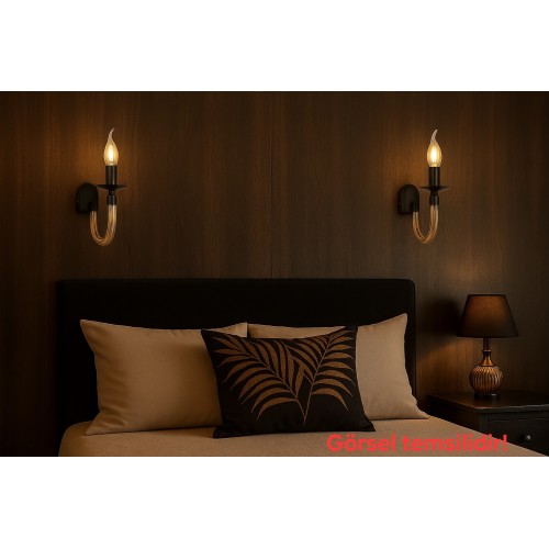 Gina Dekoratif Bal Renk Boru Camlı Siyah Duvar Aplik Modern Iç Mekan (Rustik led ampul dahildir)