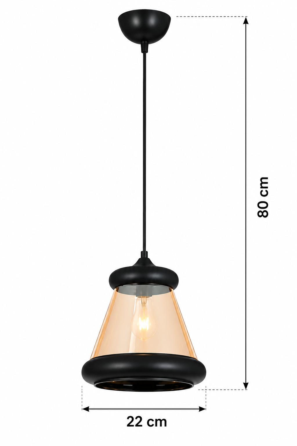 JC22-22A Dekoratif İthal Bal Cam Tekli Tavan Sarkıt Modern İç Mekan