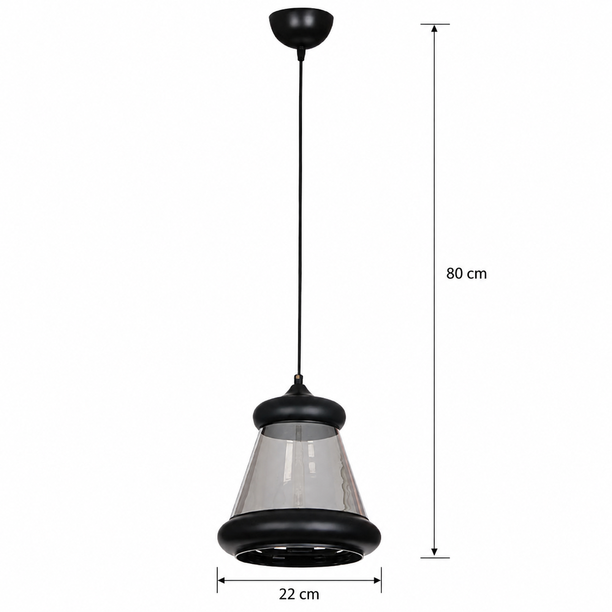 JC22-22B Dekoratif İthal Füme Cam Tekli Tavan Sarkıt Modern İç Mekan
