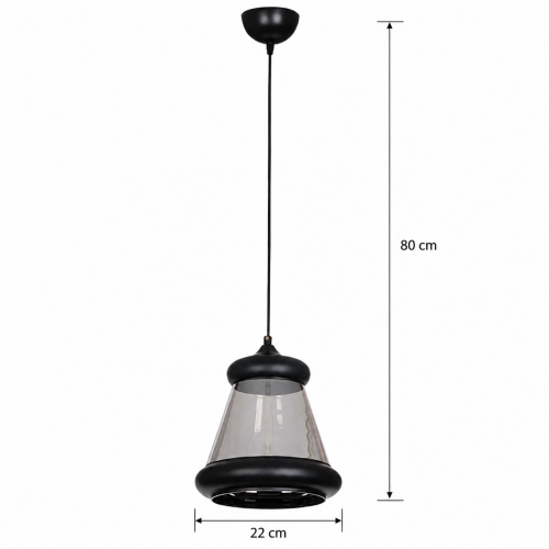 JC22-22B Dekoratif İthal Füme Cam Tekli Tavan Sarkıt Modern İç Mekan