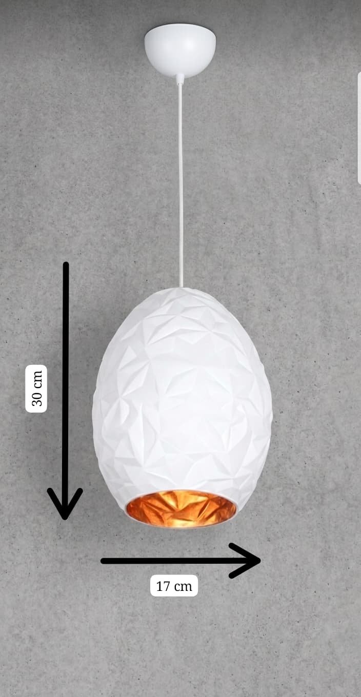 JM021 Dekoratif Beyaz İçi Gold Cam Tavan Sarkıt Modern Tekli İç Mekan