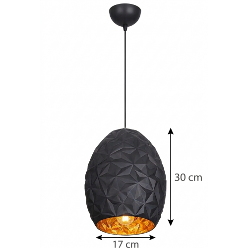 JM022 Dekoratif Siyah İçi Gold Cam Tavan Sarkıt Modern Tekli İç Mekan