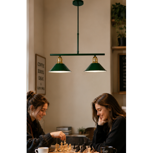 Kleps 2'li Dekoratif Yeşil(RAL 6005) & Gold Metal Modern Tavan Avize İç Mekan