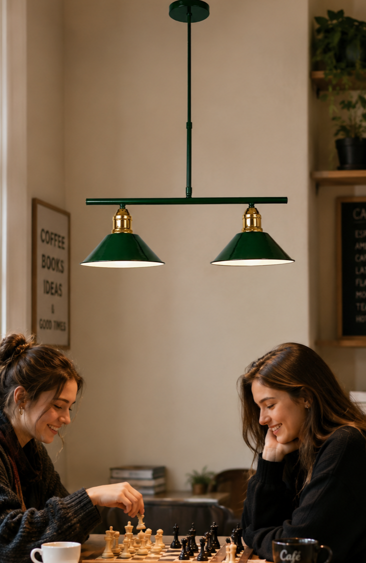 Kleps Dekoratif 2'li Metal Sıralı Yeşil Sarkıt Modern İç Mekan