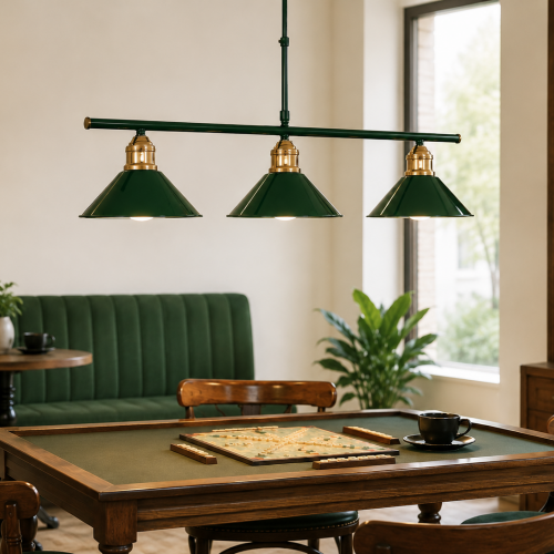 Kleps 3'lü Dekoratif Yeşil(RAL 6005) & Gold Metal Modern Tavan Avize İç Mekan