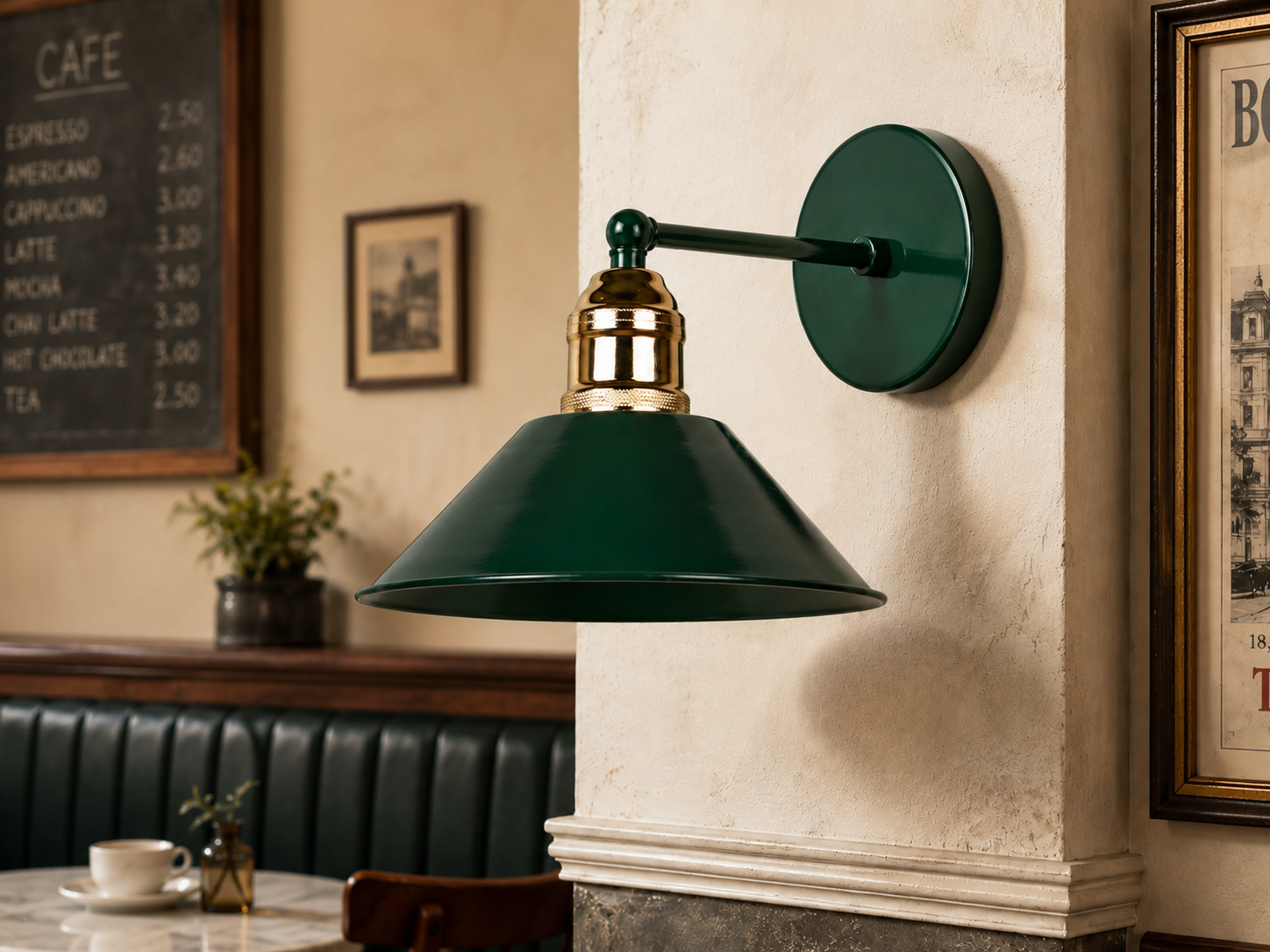 Kleps Dekoratif Yeşil(RAL 6005) & Gold Metal Modern Duvar Aplik İç Mekan