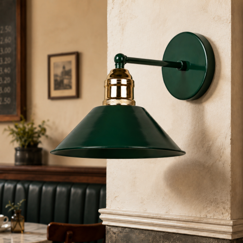 Kleps Dekoratif Yeşil(RAL 6005) & Gold Metal Modern Duvar Aplik İç Mekan