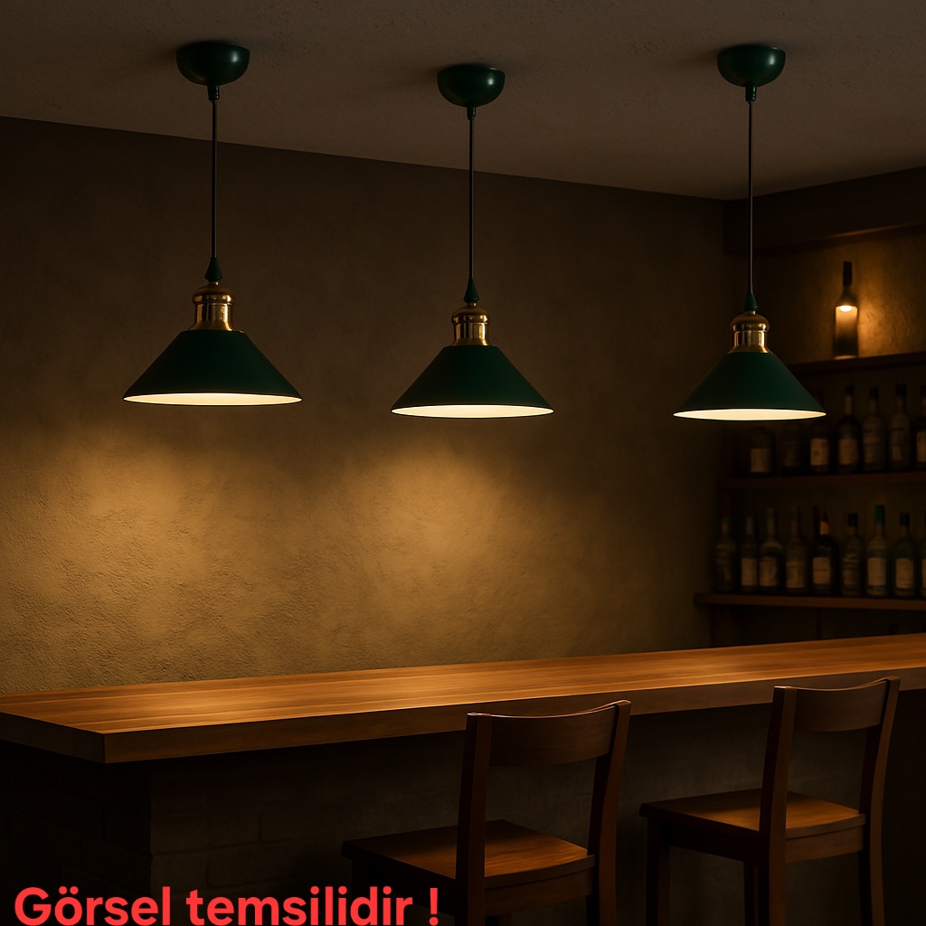 Kleps Dekoratif Tekli Metal Sarkıt Yeşil Modern İç Mekan