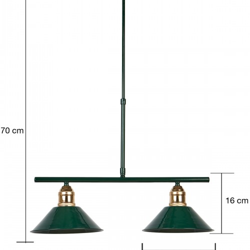 Kleps 2'li Dekoratif Yeşil(RAL 6005) & Gold Metal Modern Tavan Avize İç Mekan