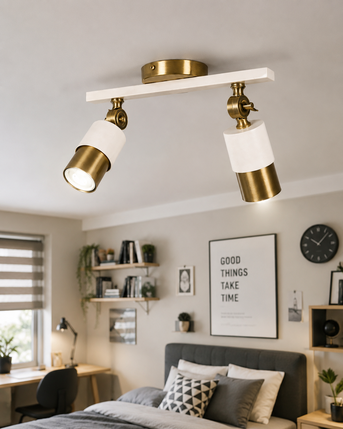Lotus 2'li Dekoratif Eskitme Kaplama & Krem Modern Avize & Aplik (GÜNIŞIĞI LED AMPULLER DAHİLDİR...)