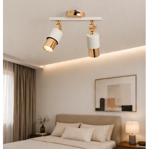 Lotus 2'li Dekoratif Gold Kaplama & Krem Modern Avize & Aplik (GÜNIŞIĞI LED AMPULLER DAHİLDİR...)