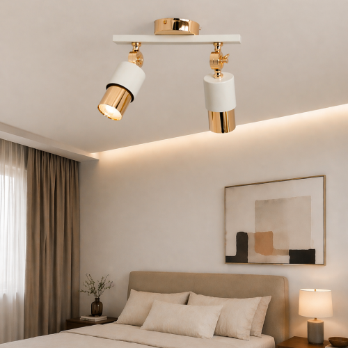 Lotus 2'li Dekoratif Gold Kaplama & Krem Modern Avize & Aplik (GÜNIŞIĞI LED AMPULLER DAHİLDİR...)