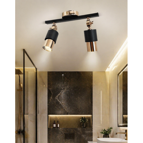 Lotus 2'li Dekoratif Gold Kaplama & Siyah Modern Avize & Aplik (GÜNIŞIĞI LED AMPULLER DAHİLDİR...)