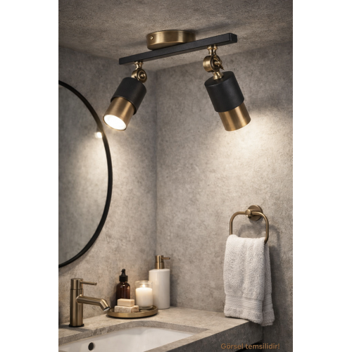 Lotus 2'li Dekoratif Eskitme Kaplama & Siyah Modern Avize & Aplik (GÜNIŞIĞI LED AMPULLER DAHİLDİR...)
