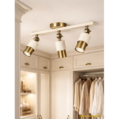Lotus 3'lü Dekoratif Eskitme Kaplama & Krem Modern Avize & Aplik (GÜNIŞIĞI LED AMPULLER DAHİLDİR...)