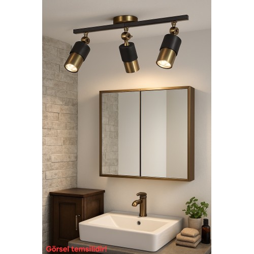 Lotus 3'lü Dekoratif Eskitme Kaplama & Siyah Modern Avize & Aplik (GÜNIŞIĞI LED AMPULLER DAHİLDİR...)