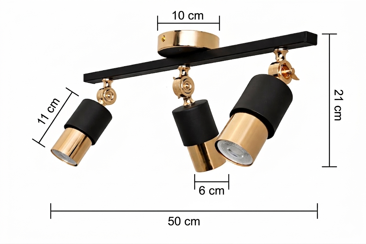 Lotus 3'lü Dekoratif Gold Kaplama & Siyah Modern Avize & Aplik (GÜNIŞIĞI LED AMPULLER DAHİLDİR...)