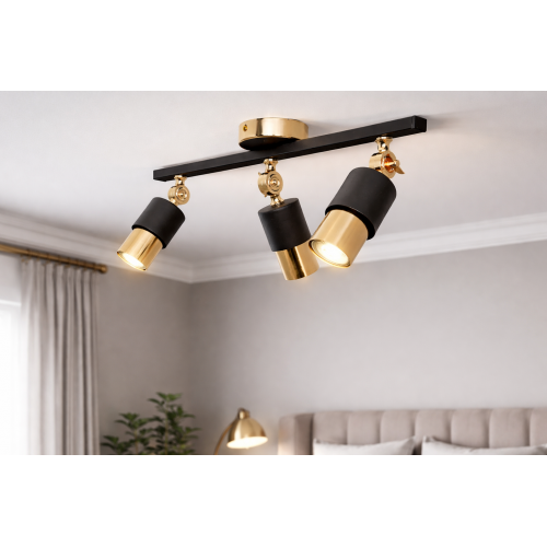 Lotus 3'lü Dekoratif Gold Kaplama & Siyah Modern Avize & Aplik (GÜNIŞIĞI LED AMPULLER DAHİLDİR...)