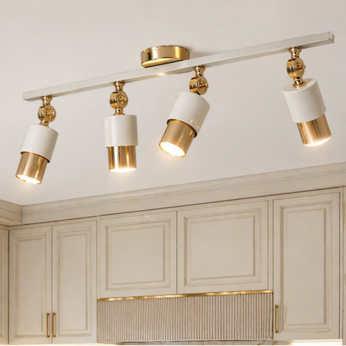 Lotus 4'lü Dekoratif Gold Kaplama & Krem Modern Avize & Aplik (GÜNIŞIĞI LED AMPULLER DAHİLDİR...)