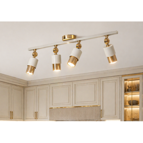 Lotus 4'lü Dekoratif Gold Kaplama & Krem Modern Avize & Aplik (GÜNIŞIĞI LED AMPULLER DAHİLDİR...)