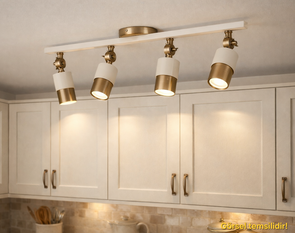 Lotus 4'lü Dekoratif Eskitme Kaplama & Krem Modern Avize & Aplik (GÜNIŞIĞI LED AMPULLER DAHİLDİR...)