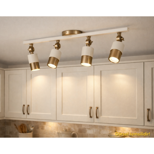 Lotus 4'lü Dekoratif Eskitme Kaplama & Krem Modern Avize & Aplik (GÜNIŞIĞI LED AMPULLER DAHİLDİR...)
