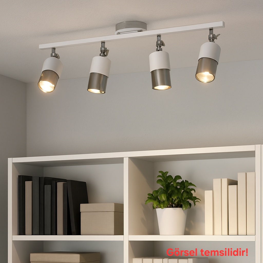 Lotus 4'lü Dekoratif Krom Kaplama & Beyaz Modern Avize & Aplik (GÜNIŞIĞI LED AMPULLER DAHİLDİR...)