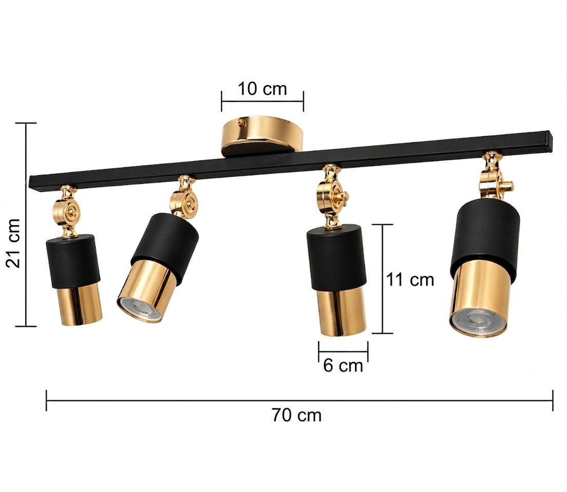 Lotus 4'lü Dekoratif Gold Kaplama & Siyah Modern Avize & Aplik (GÜNIŞIĞI LED AMPULLER DAHİLDİR...)