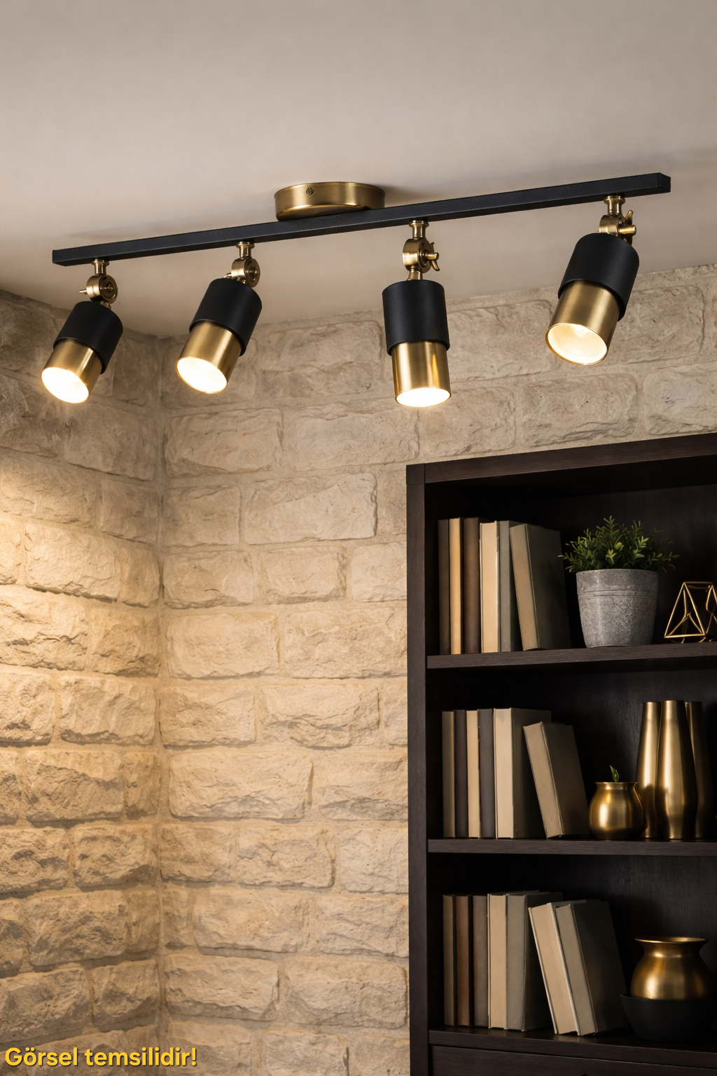 Lotus 4'lü Dekoratif Eskitme Kaplama & Siyah Modern Avize & Aplik (GÜNIŞIĞI LED AMPULLER DAHİLDİR...)