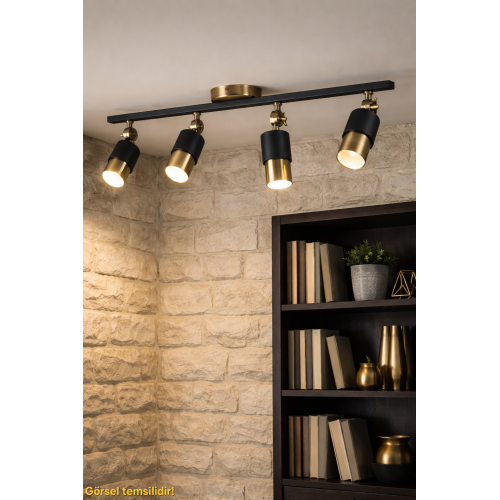 Lotus 4'lü Dekoratif Eskitme Kaplama & Siyah Modern Avize & Aplik (GÜNIŞIĞI LED AMPULLER DAHİLDİR...)