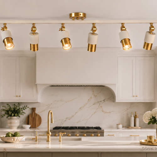 Lotus 6'lı Dekoratif Gold Kaplama & Krem Modern Avize & Aplik (GÜNIŞIĞI LED AMPULLER DAHİLDİR...)