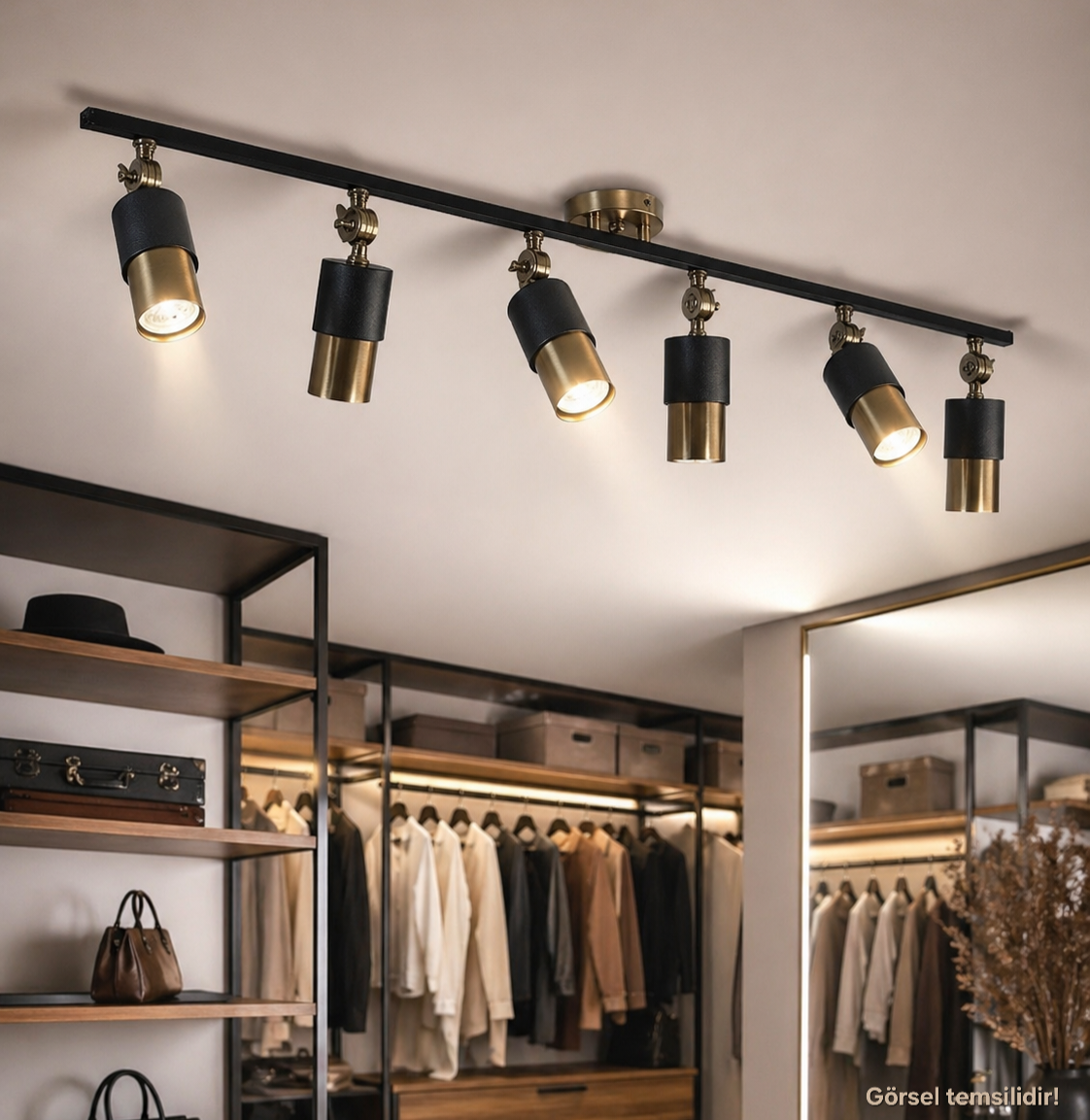 Lotus 6'lı Dekoratif Eskitme Kaplama & Siyah Modern Avize & Aplik (GÜNIŞIĞI LED AMPULLER DAHİLDİR...)