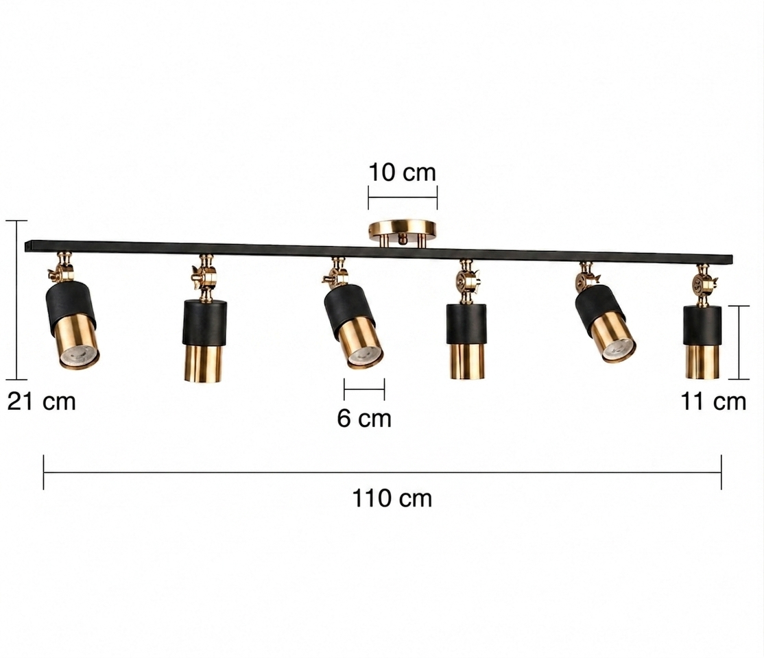 Lotus 6'lı Dekoratif Gold Kaplama & Siyah Modern Avize & Aplik (GÜNIŞIĞI LED AMPULLER DAHİLDİR...)
