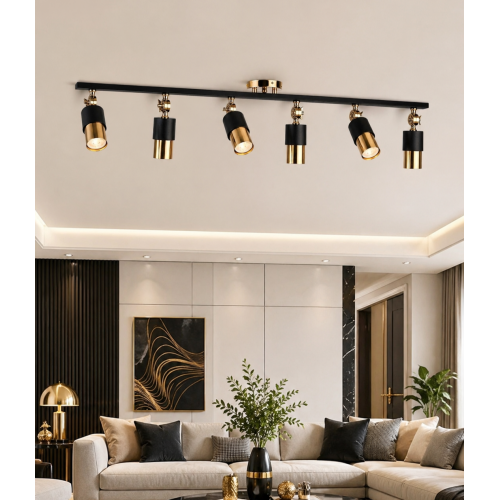 Lotus 6'lı Dekoratif Gold Kaplama & Siyah Modern Avize & Aplik (GÜNIŞIĞI LED AMPULLER DAHİLDİR...)