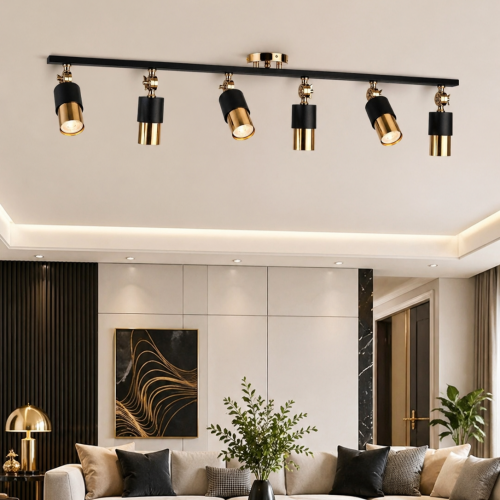 Lotus 6'lı Dekoratif Gold Kaplama & Siyah Modern Avize & Aplik (GÜNIŞIĞI LED AMPULLER DAHİLDİR...)