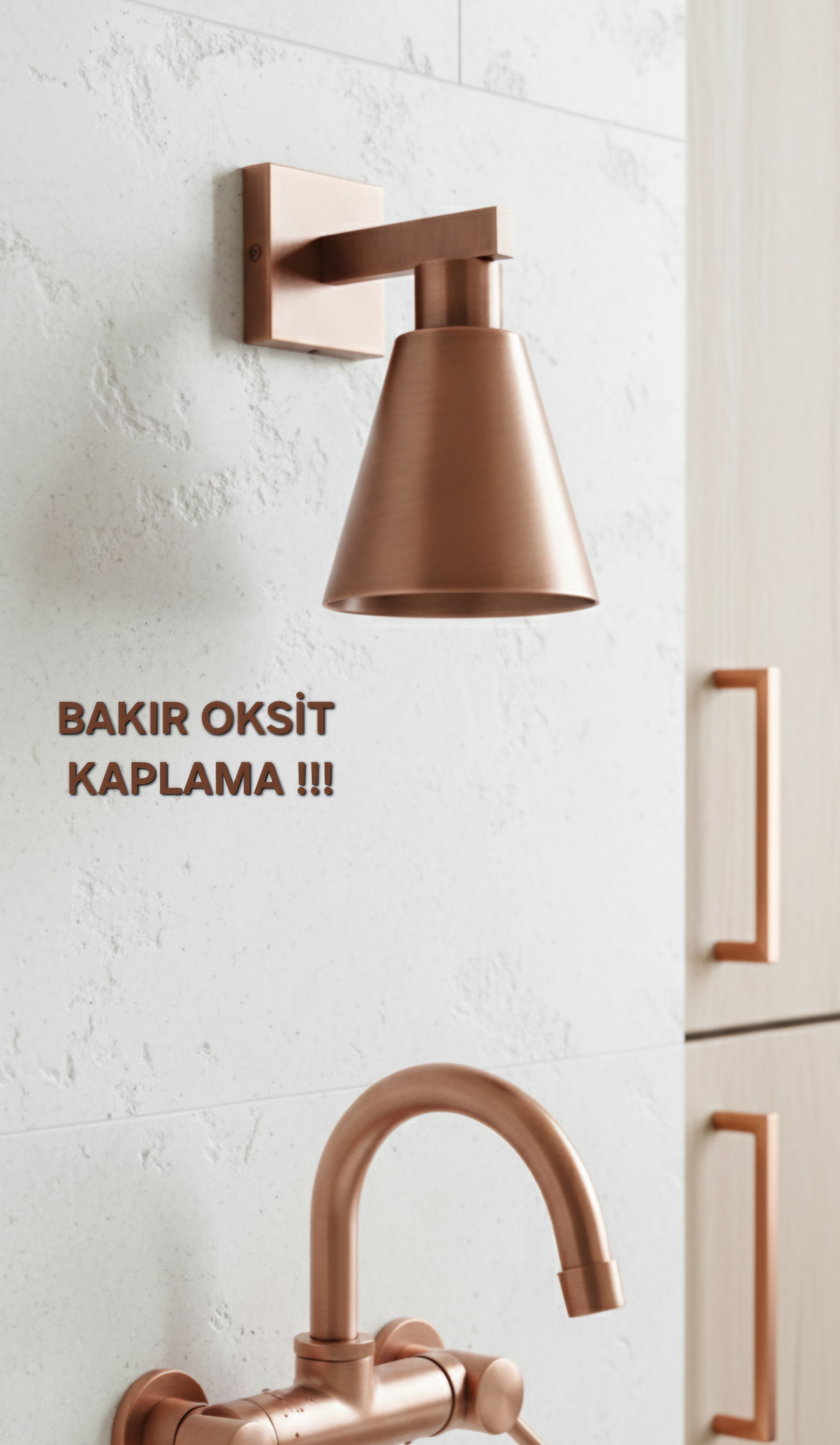 Laura Dekoratif Sıvama Bakır Oksit Kaplama Metal Duvar Aplik Iç Mekan