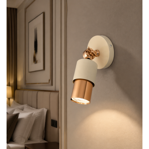 Lotus Tekli Dekoratif Gold Kaplama & Krem Hareketli Duvar Aplik (GÜNIŞIĞI LED AMPUL DAHİLDİR...)